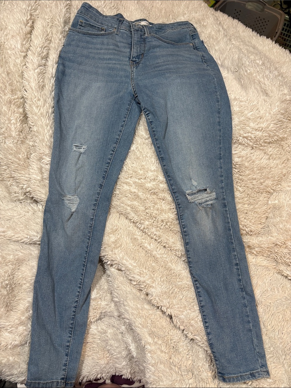 Signature by Levi Strauss Light Blue Distressed Skinny Jeans
